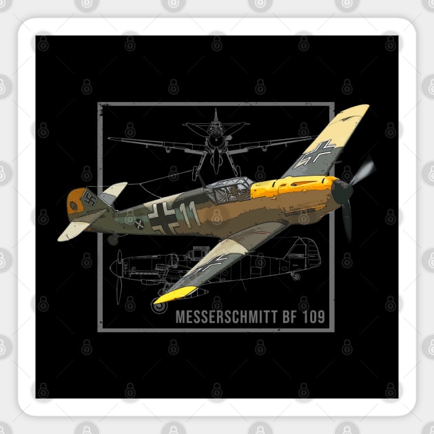 Messerschmitt BF 109 German WW2 Fighter Plane Magnet by Jose Luiz Filho